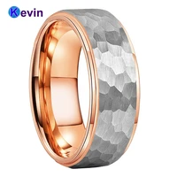 rose gold hammer ring two tone tungsten wedding band for men women fashion engagement jewelry 6mm 8mm comfort fit