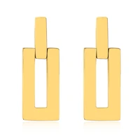gold color rectangle earrings wholesale stainless steel chute stud earrings for women girls party accessories jewelry