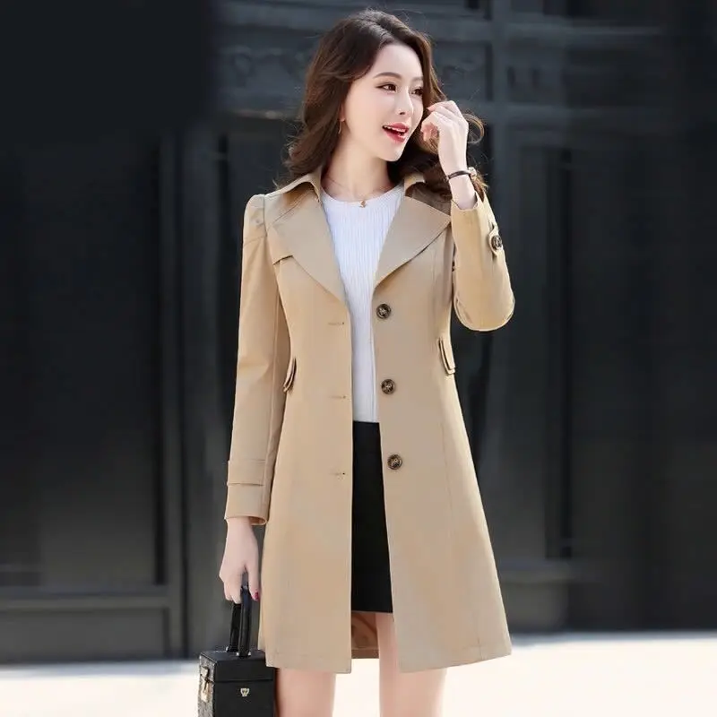 

Jackets for Women 2022 Spring Autumn Mid-age Fashion Trench Coat Turn Down Collar Windbreaker Jacket Female Clothes Manteau Cjk