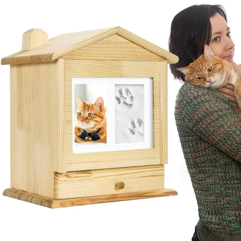 Pet Urns For Dogs Ashes Wooden Pet Photo Cremation Urn Memorial Urns For Ashes With Delicate Wood Keepsake Pet Urns For Cat Dogs