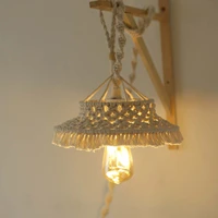 boho macrame lampshade chandelier shade light cover hand woven cotton rope bohemian tassel lamp cover homestay home light decor