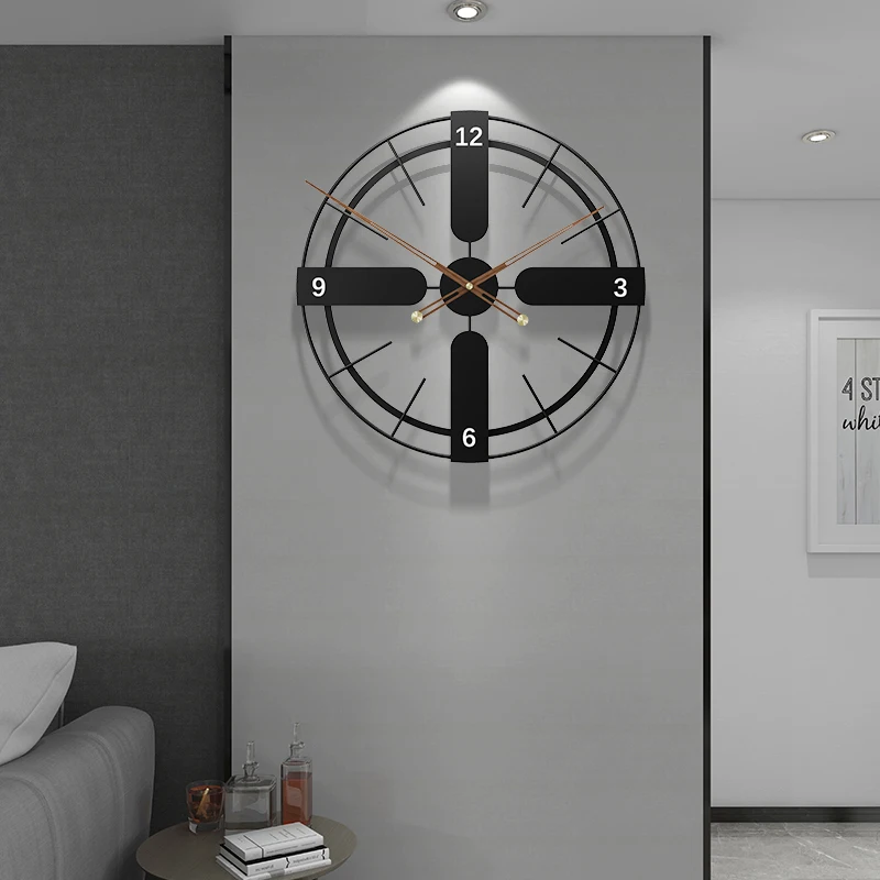 

Metal Quiet Wall Clock Frame Craft Quartz Design Black Industrial Wall Clock Round Large Relogio Parede Home Accessories OC50GZ