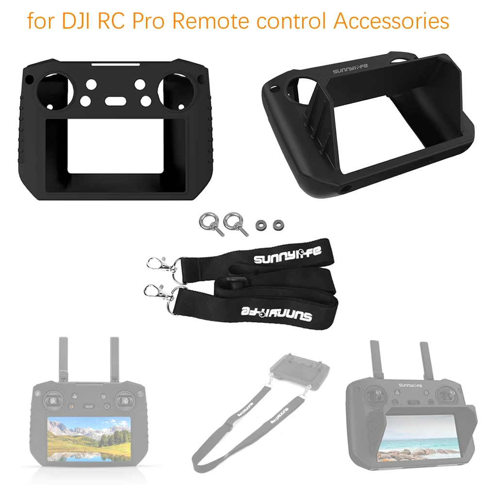

For DJI RC Pro Remote Control Accessories Sun Hood Silicone Cover Lens Glass Screen Protector Neck Strap Lanyard Accessories