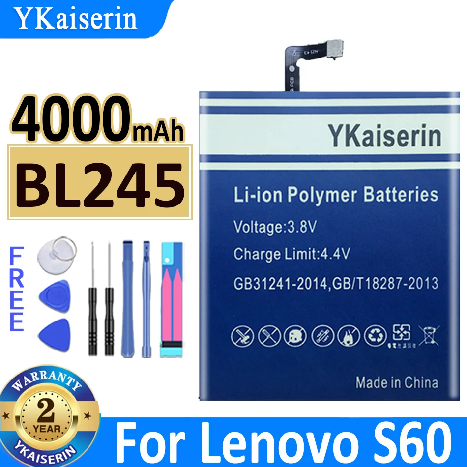 Аккумулятор ykaisin для Lenovo S60, S60A, S60W, S60T, BL245, 4000 мАч