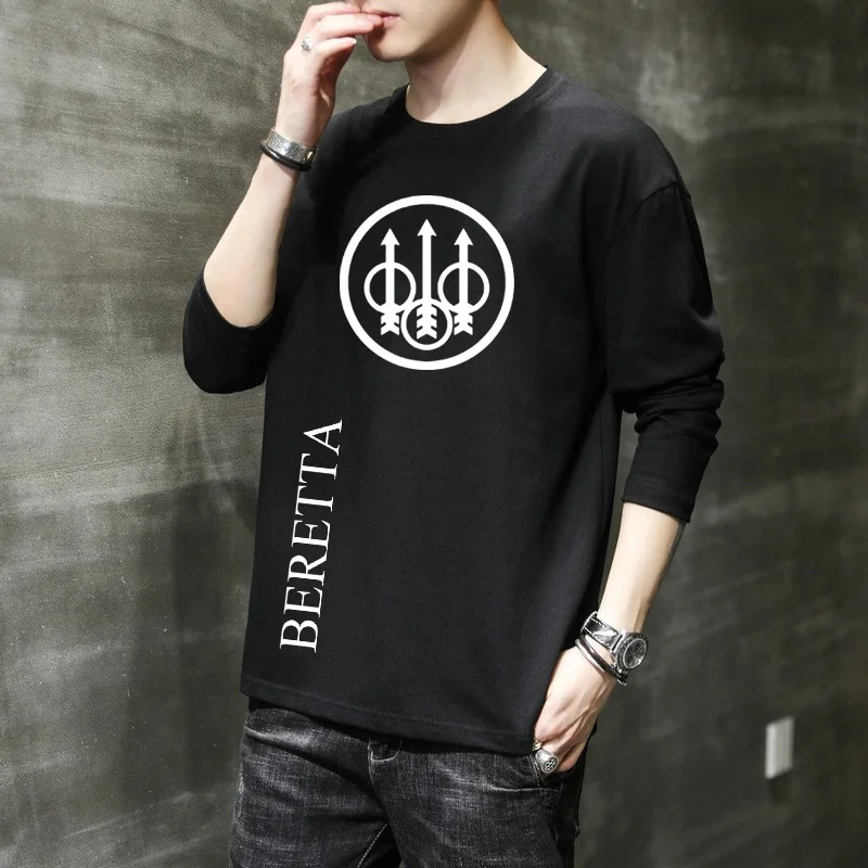 

BERETTA Cotton Long Sleeve T shirt Men Solid Spring Casual Mens Base Layer Male Tops Classic Clothes Men's T-shirts