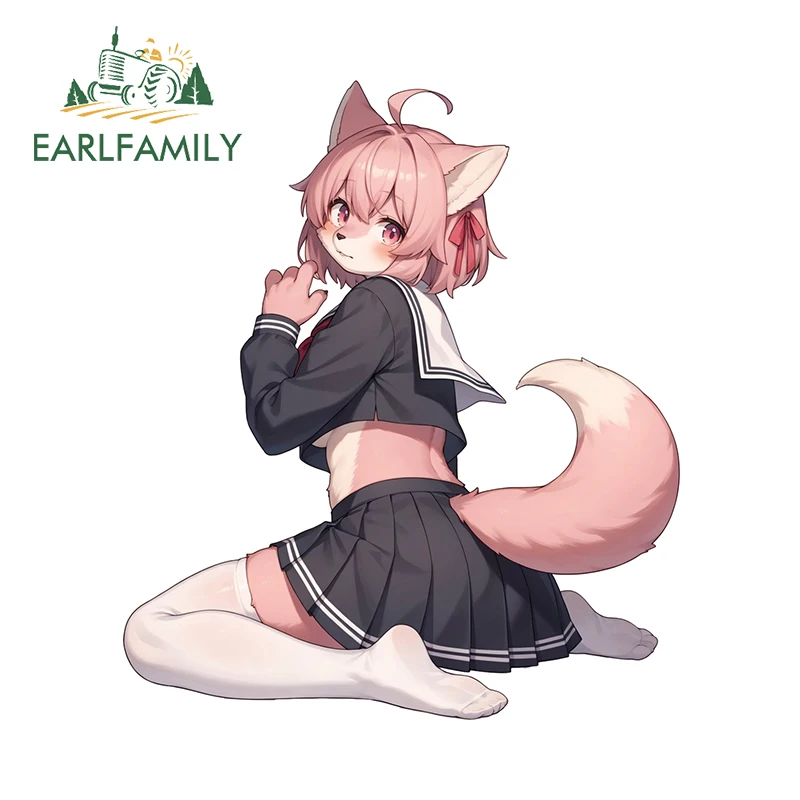 

EARLFAMILY милые розовые пушистые наклейки для автомобиля с лисой для девочек, крутые индивидуальные зеркала заднего вида, наклейки на багажник, забавные аксессуары для кузова автомобиля