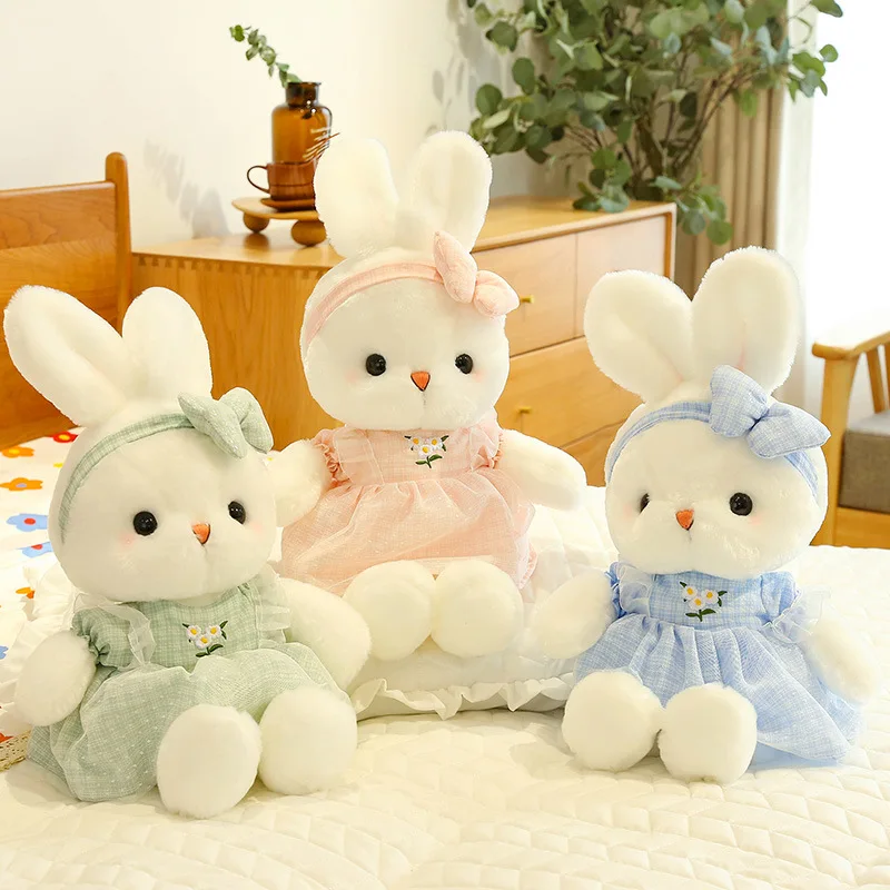 

Милый плюшевый кролик, мягкая плюшевая игрушка, плюшевое животное, диванная подушка, принцесса, кролик с платьем, игрушки для детей, девочки, подарок на день рождения и Рождество