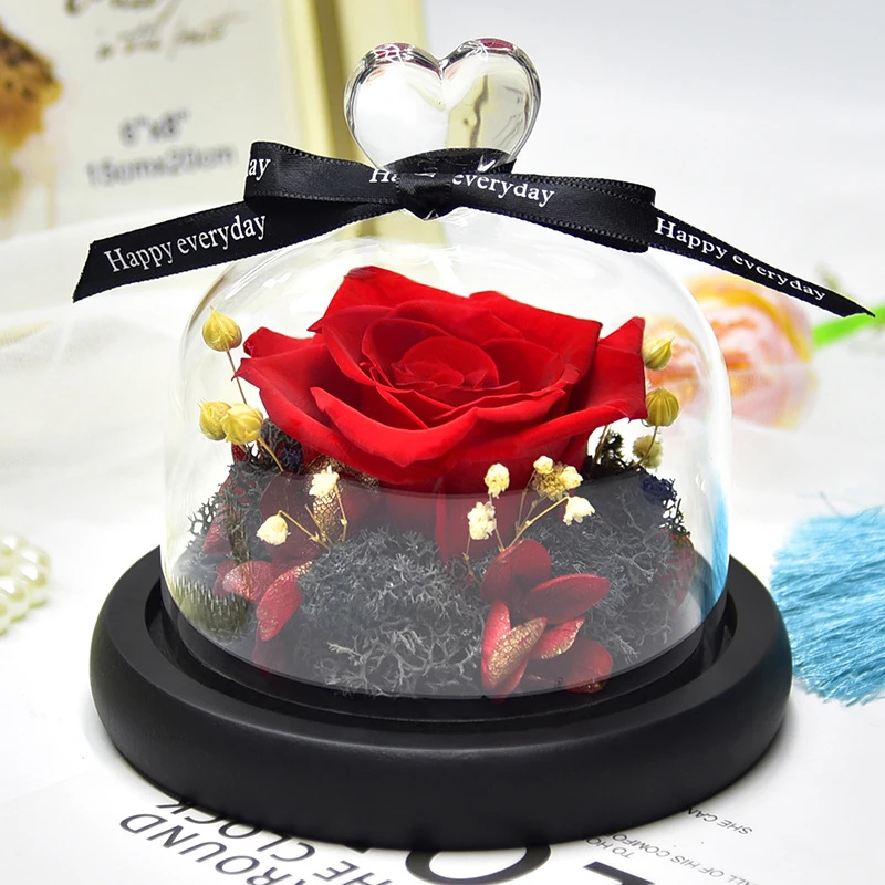 

Eternal Flower Beauty and The Beast Rose Artificial Flowers Led In Glass Dome Decor Wedding Decor Mothers Day Gift Valentine Day