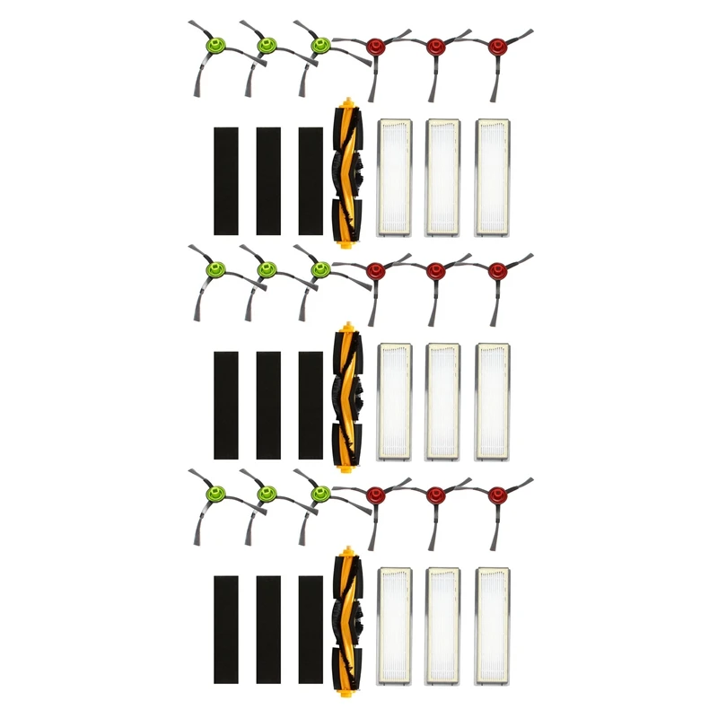 

Набор губчатых фильтров с роликовой боковой щеткой Для Ecovacs Deebot OZMO 950 920, 3X роликовая щетка, 9X фильтры, 18X боковые щетки