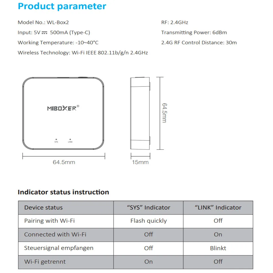 Фото Miboxer WL-IBox2 поддерживает третье наименование, Голосовое управление, беспроводное управление Wi-Fi, подходит для всех 2,4 ГГц светодиодных ламп серии Milight №4