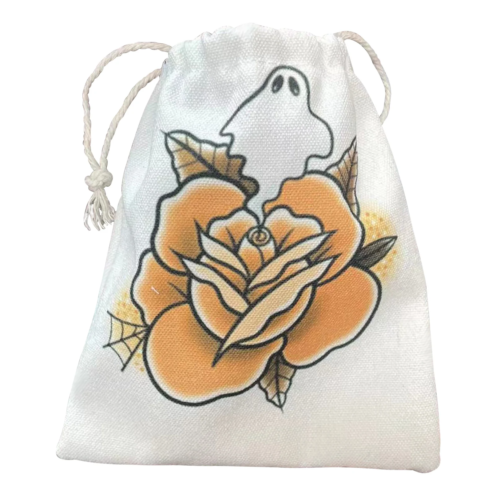 

Tarot Oracle Cards Storage Bag With Flower And Ghost Pattern Divination Accessories Jewelry Dice Drawstring Pouch
