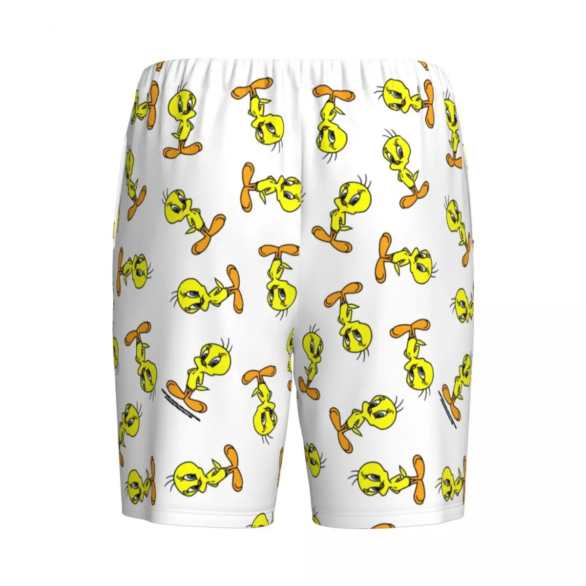 Мужские пижамные шорты с желтыми птицами и мультяшными играми Tweetys принтом на
