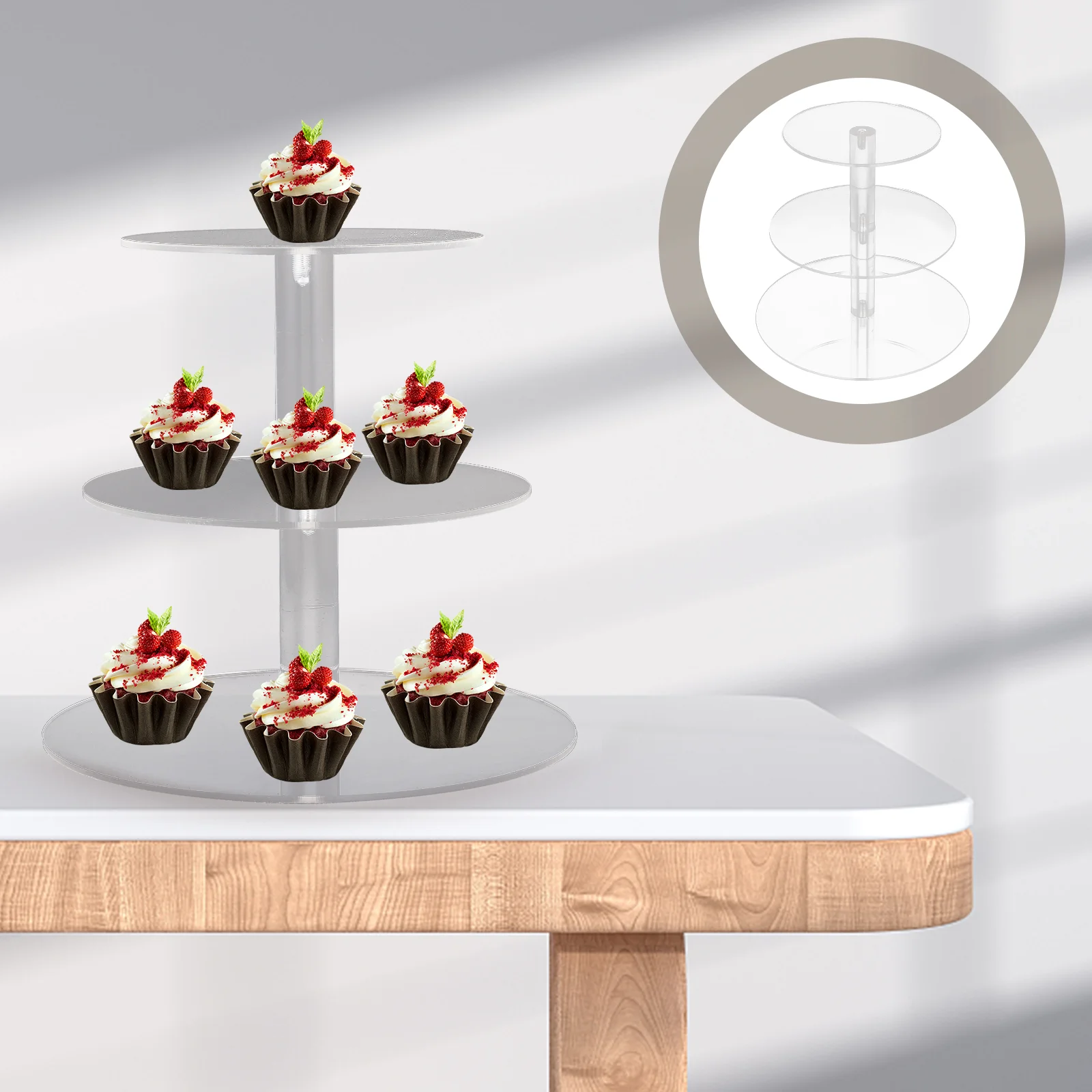 

Stand Dessert Cake Tray Serving Cupcake Display Tier Tower Tiered Cookie Rack Acrylic Pastry Clear Party Platter Holder Tea