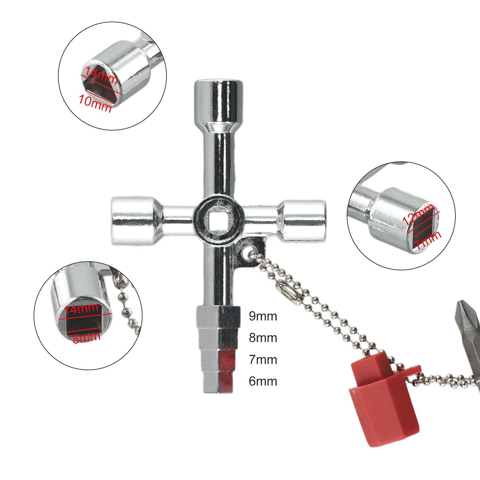 

4 Way Key Key Wrench Utility DIY With Screwdriver Stepped Key Triangle Zinc Alloy 1 Pc Multipurpose Solid Bleed