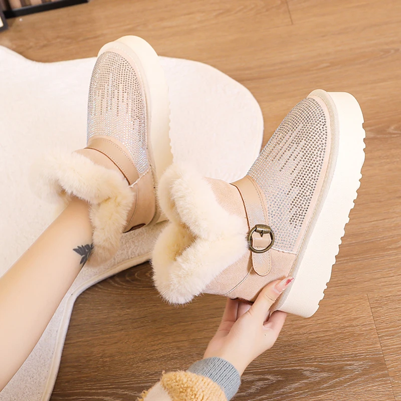 

Зимние сапоги для женщин Зимняя обувь сапоги-Женская обувь сабо на платформе с круглым носком 2022 дамские резиновые кожаные сапоги в стиле "Л...