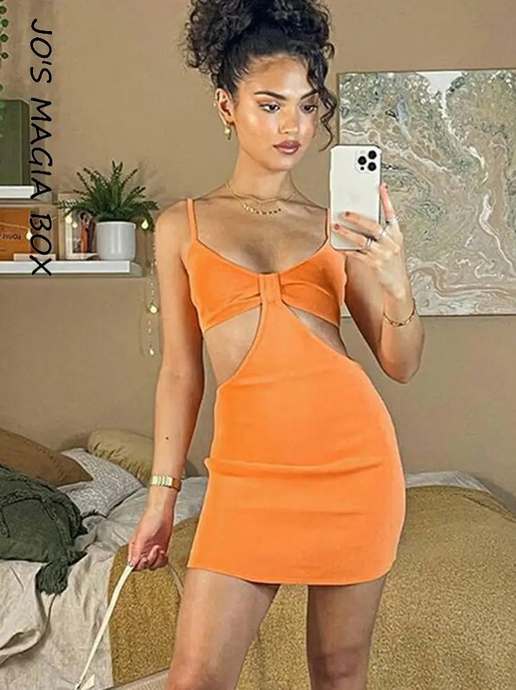 

Jo's Magia Box Hollow Out Backless Bodycon Sexy Y2K Women's Mini Dress 2022 Summer Strapless Sleeveless Party Club Women Dresses