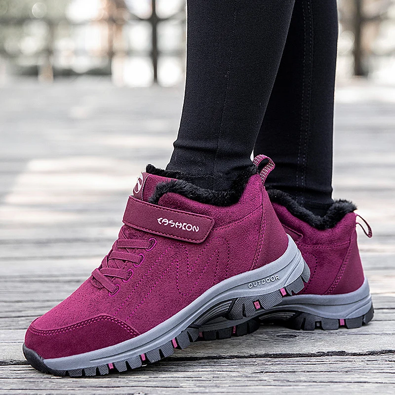 STRONGSHEN Winter Women Shoes Keep Warm Cotton Plush Flat Casual Shoes Men And Women Non-Slip Walking Sneakers Zapatos Planos