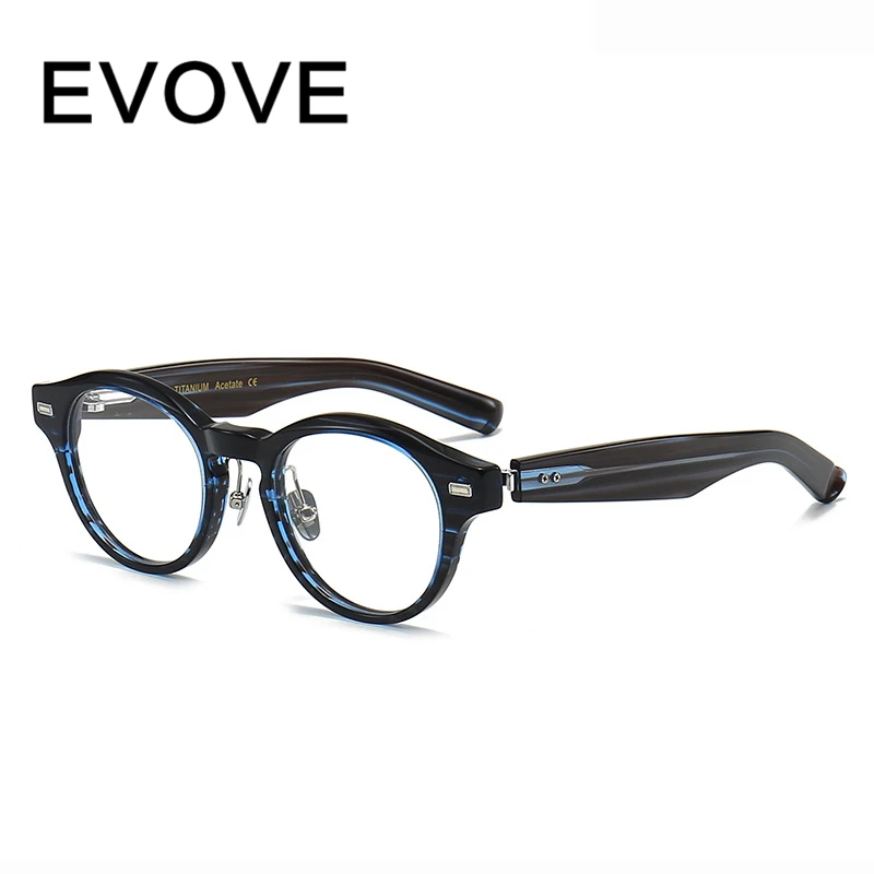 Evove Round Reading Glasses Men Women Semi Rimless Eyeglasses Frame Men Acetate Tortoise Diopter Myopia Optical Spectacles