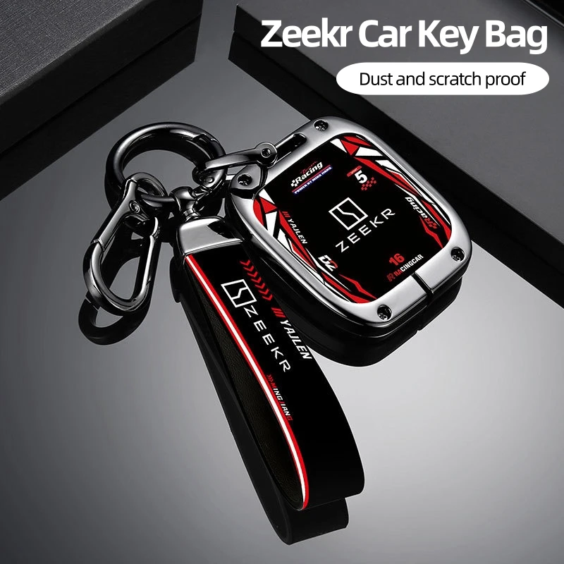 Кожаный чехол для ключей от автомобиля из цинкового сплава Zeekr 001 защитный брелок