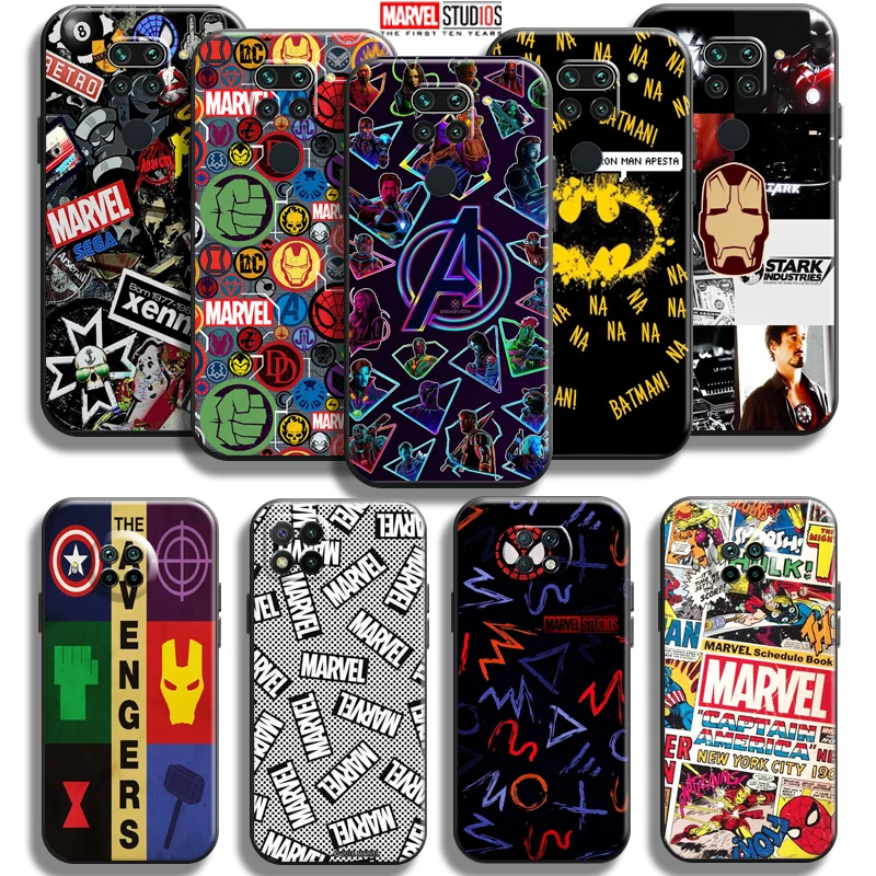 

Marvel Avengers Phone Case For Xiaomi Redmi Note 9 9 Pro Max Note 9T 5G Carcasa Funda Liquid Silicon Silicone Cover