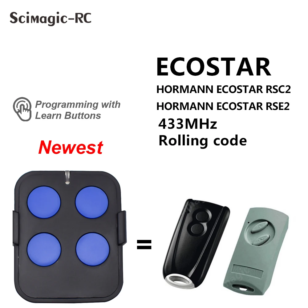 

For ECOSTAR RSC2 RSE2 433.92mhz Rolling Code Garage Gate Door Remote Control Duplicator Command Opener Key Chain 433 Mhz