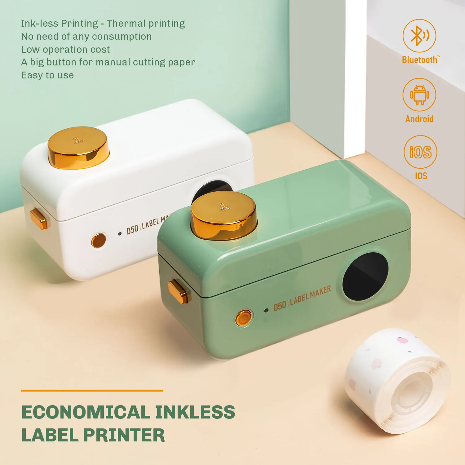 

Карманный мини-принтер для этикеток D50, 16 мм, 20 мм, 24 мм