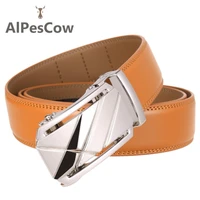 genuine leather belt for men 100 alps cowhide ratchet waist strap male waistband automatic buckle formal luxury designer casual