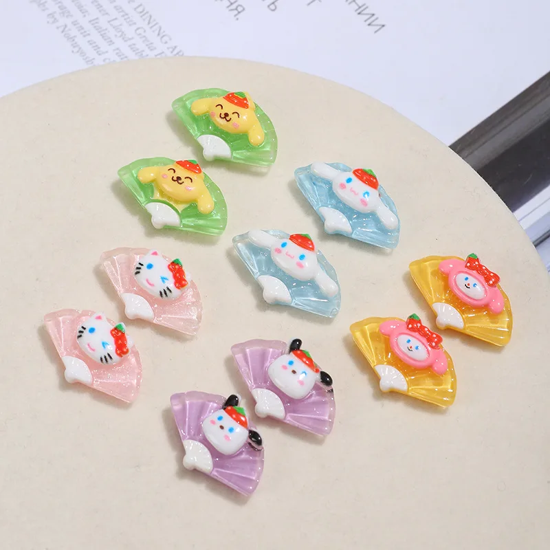 

10Pcs My Melody Kawaii Anime Sanrio Pom Pom Purin Diy Accessories Cinnamoroll Cute Cartoon Phone Cases Patch Toy for Girls