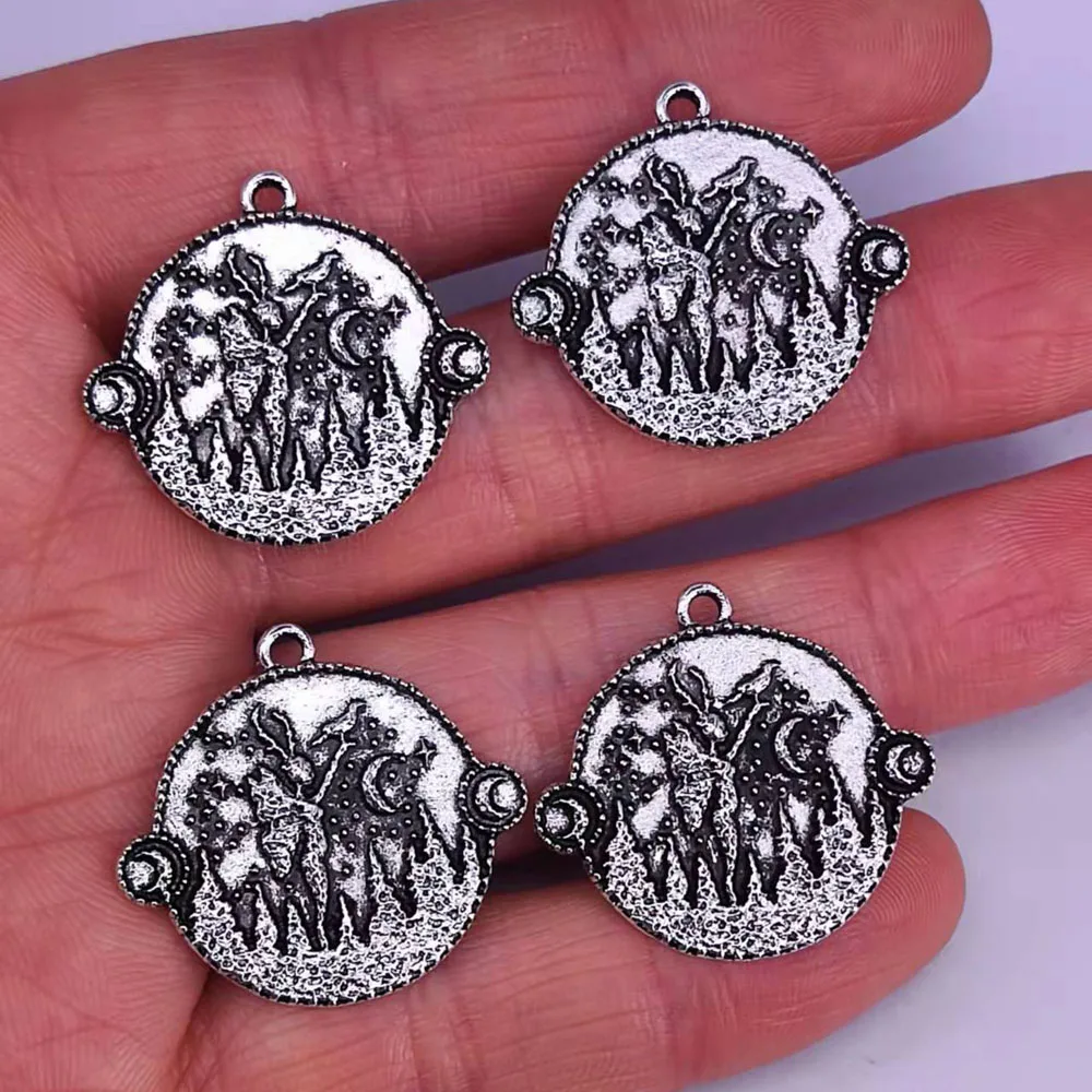 

5 шт., подвеска в виде ангела и дьявола, Луны, звезды, птицы, леса, 20 х20 мм
