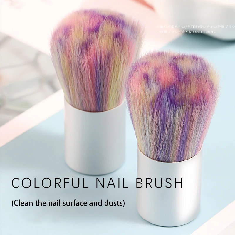 Ful Bristles Brush Colorful Short Paint Tools For Nails Loose Powder Nail Art Cleaning Brush