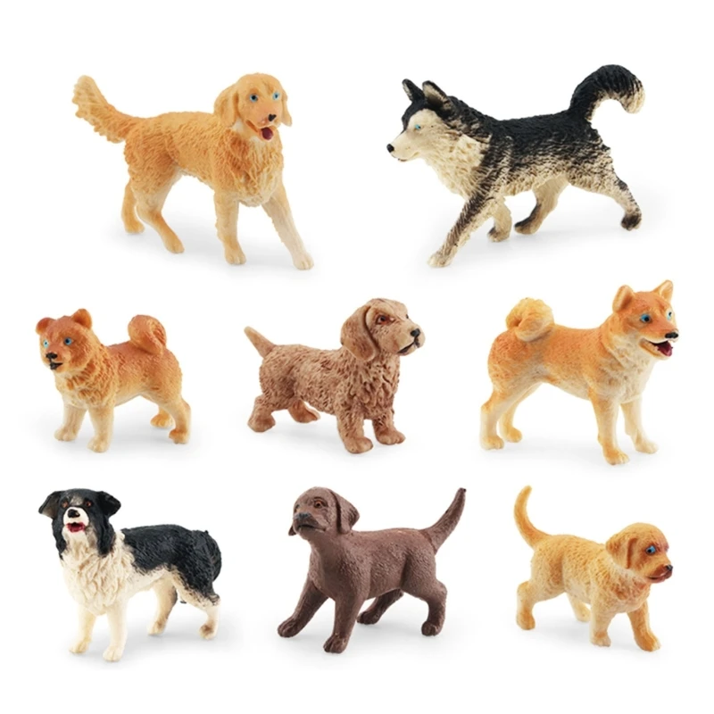

8PCS Dog Figurines Toy Set, реалистичные подробные пластиковые фигурки собак, игрушки для животных