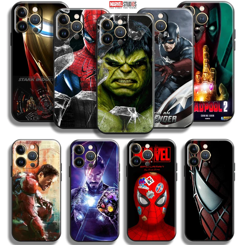 

Marvel Avengers For Apple iPhone 13 12 11 Pro Max Mini X XR XS Max SE 5 5s 6 6S 7 8 Plus Phone Case Black Carcasa Back