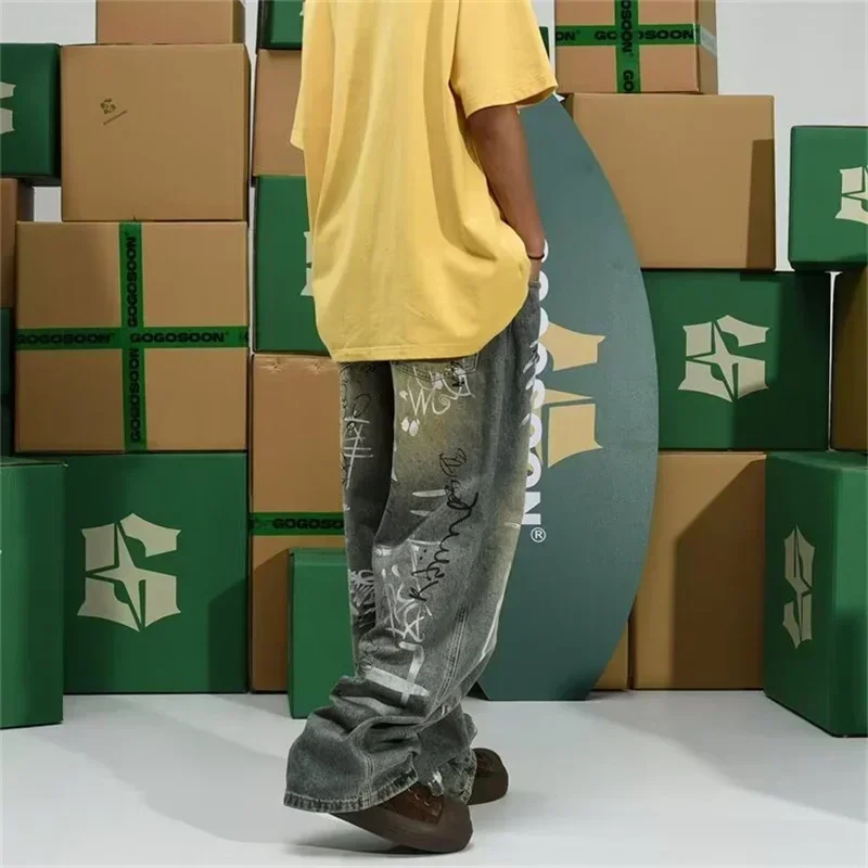 Мешковатые джинсы с принтом