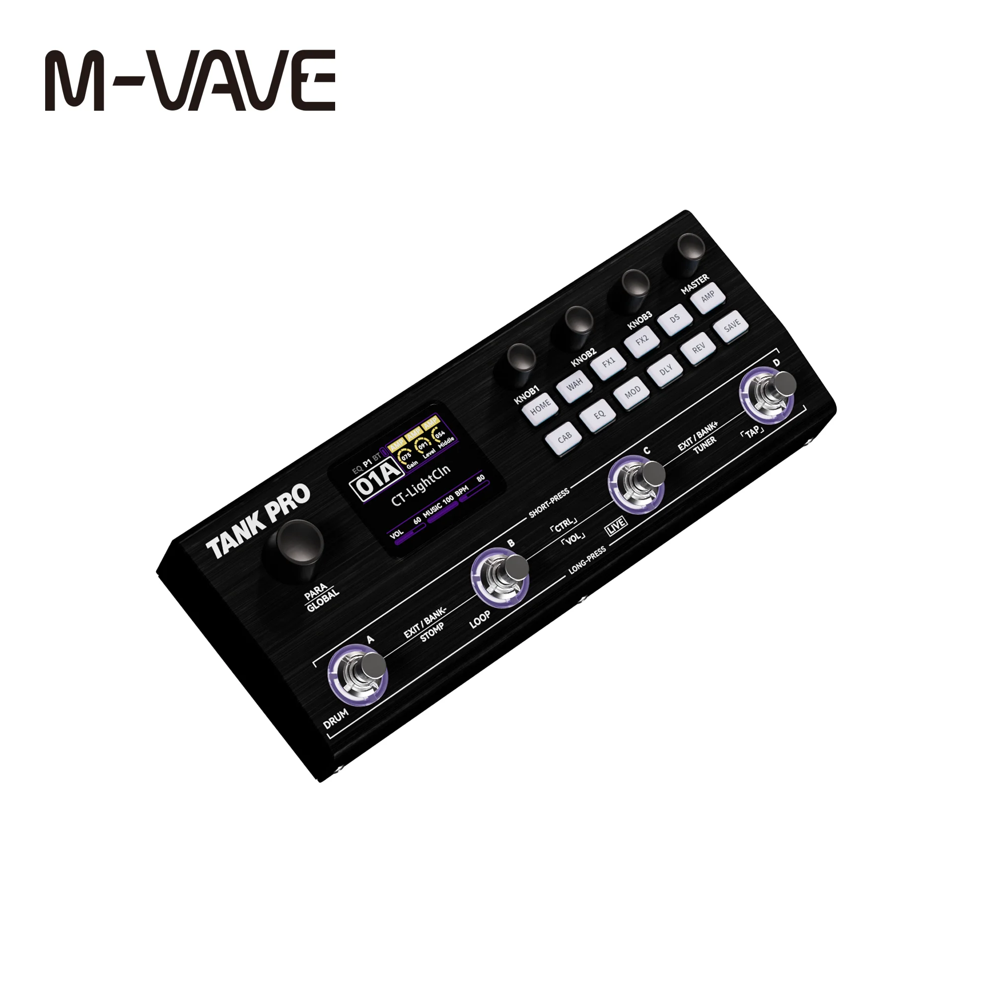 Фото M-VAVE TANK PRO AI Neural Modeling Guitar Multi-FX – 120 пресетов, 90 усилителей/кабинетов, 300+ эффектов, лупер, драм-машины, XLR, IR и OTG №2