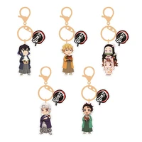 anime keychains accessories for backpack demon slayer cute pendant kamado tanjirou nezuko agatsuma zenitsu key chains gift