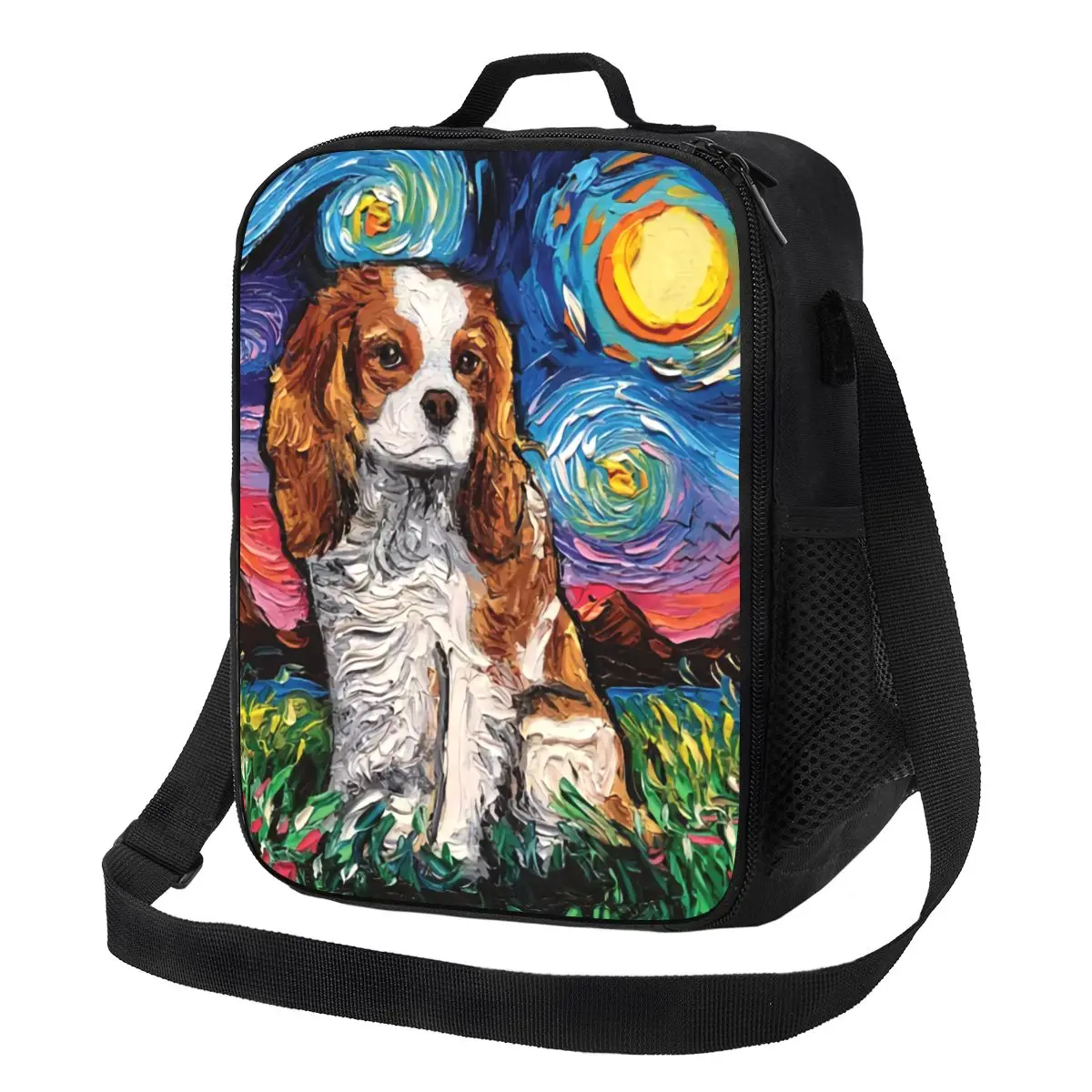 

Custom Cavalier King Charles Spaniel Pet Portraits Art Lunch Bag Women Warm Cooler Insulated Lunch Box for Student School
