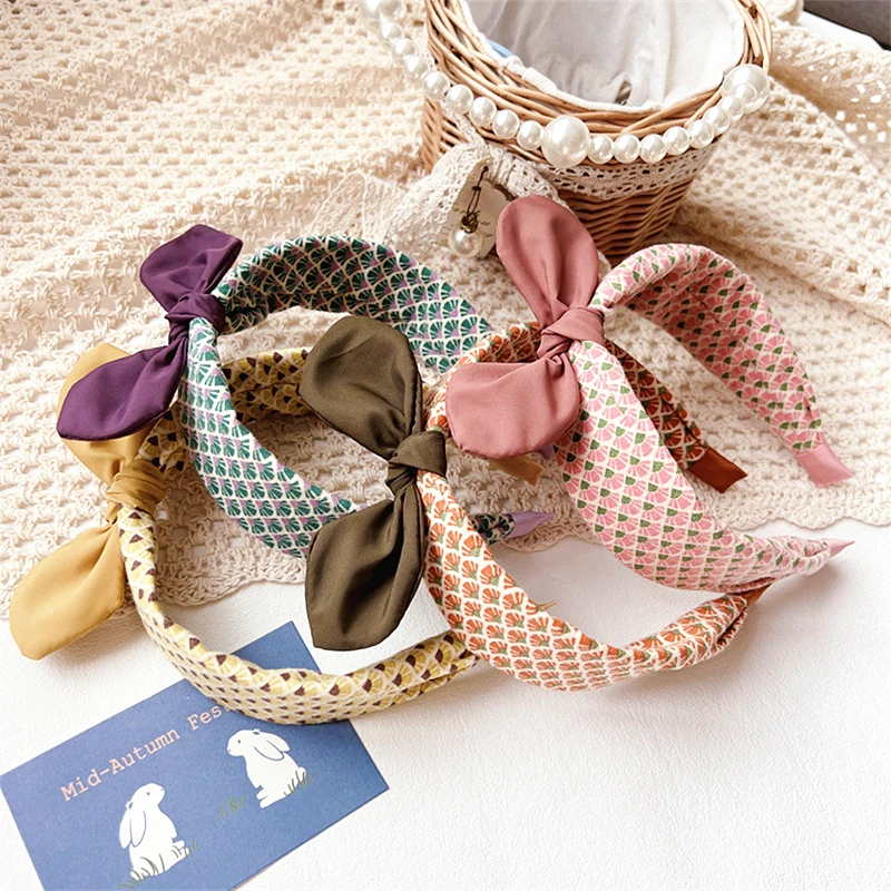 

1PCS Grid Bows Hair Accessories For Women New In Bowknot Girls Hairbnads для Bолос Vintage Pinzas Para El Cabello Headbands Hoop