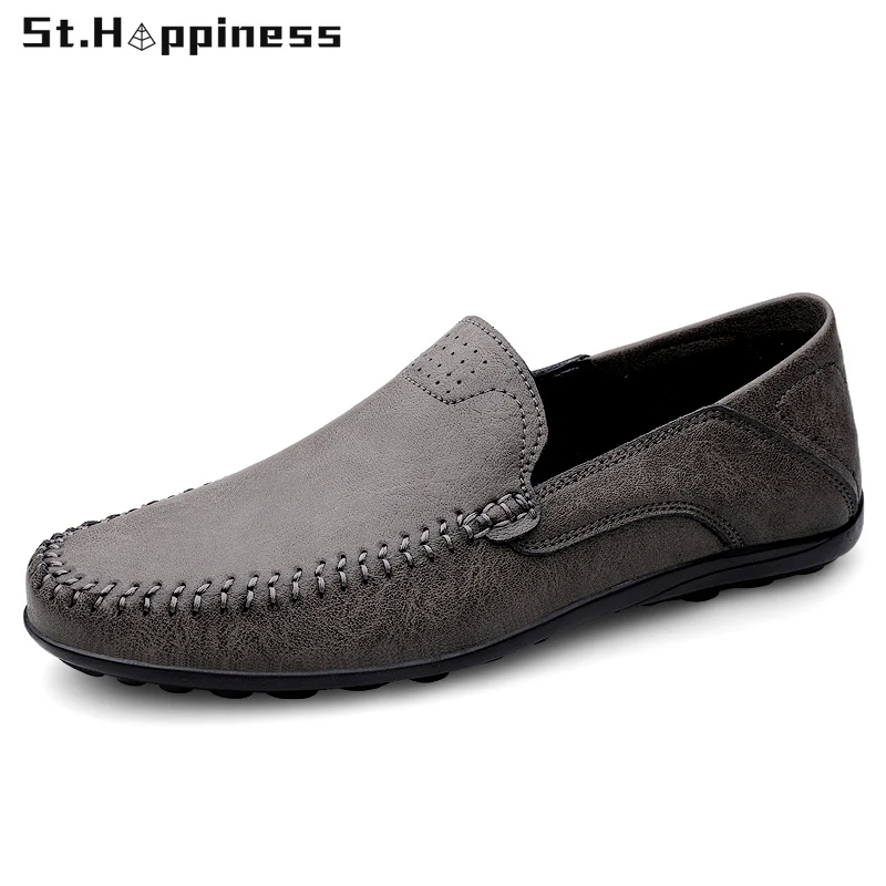 

2022 New Fashion Men Leather Casual Shoes Luxury Brand Slip On Soft Driving Shoes Outdoor Non Slip Loafers Moccasins Big Size 47