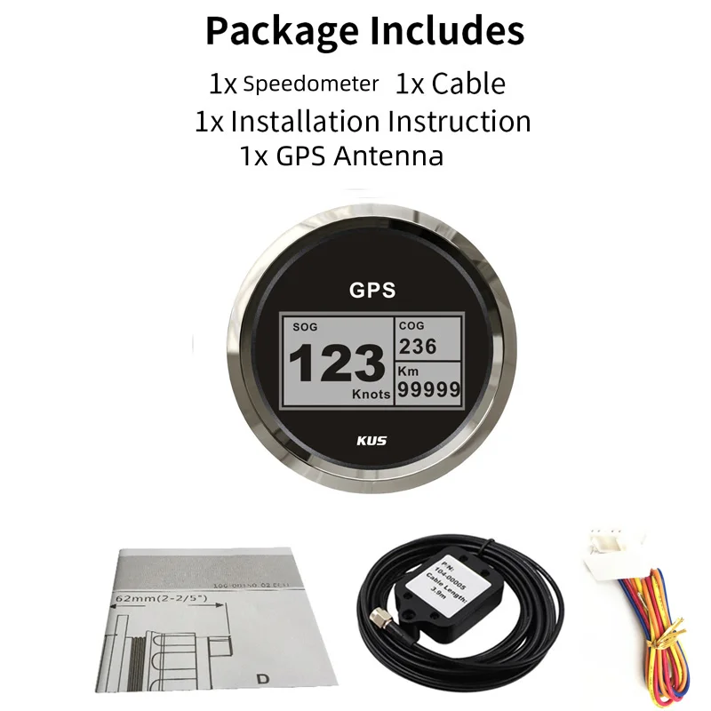KUS 85 мм 0-999 миль в узлах Km/H Цифровые GPS-скоростные датчики Sog Cog 0-360 с счетчиками