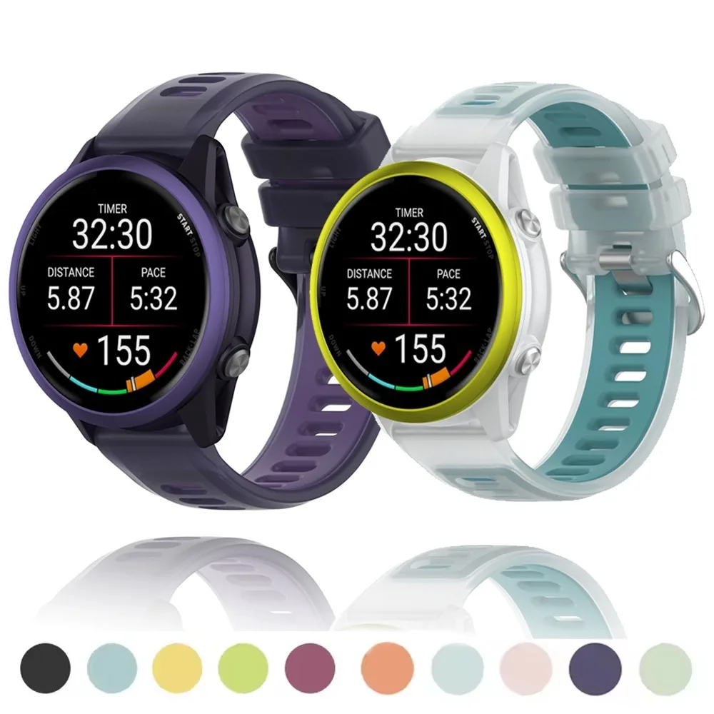 Фото Силиконовый ремешок для Garmin Forerunner 570 47 мм 42 мм/970/55 спортивный полупрозрачный двухцветный ремешок для ремня Vivoactive 6-5/Active 6 №1