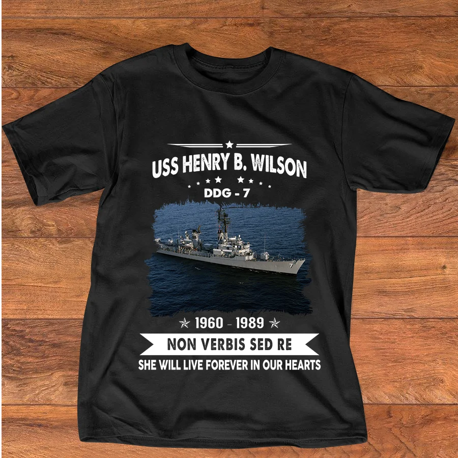 

USS Henry B. Wilson DDG 7 Guided Missile Armed Destroyer T Shirt. Short Sleeve 100% Cotton Casual T-shirts Loose Top Size S-3XL