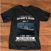 uss henry b wilson ddg 7 guided missile armed destroyer t shirt short sleeve 100 cotton casual t shirts loose top size s 3xl