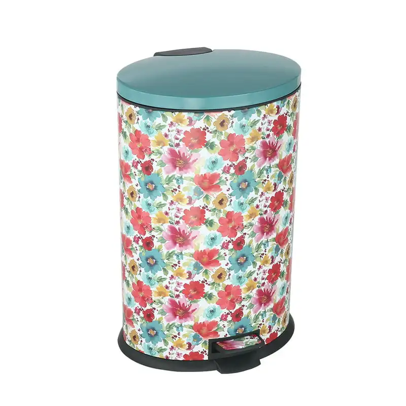 

gal Stainless Steel Oval Kitchen Garbage Can, Breezy Blossom
