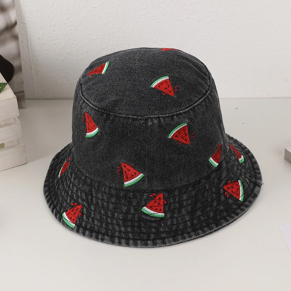 Новая летняя джинсовая панама для женщин с вышивкой арбуз уличная шляпа девочек