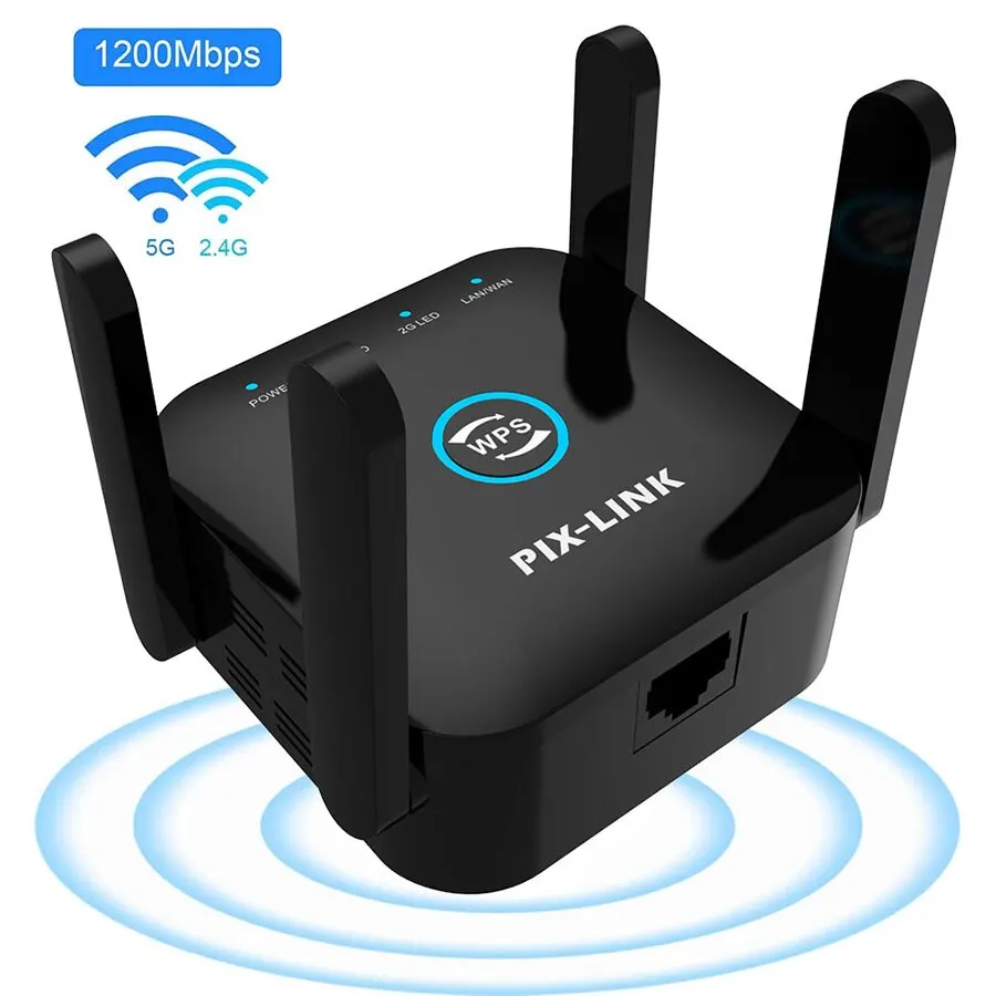 PIXLINK AC24 Wi-Fi ретранслятор 1200 Мбит/с 2,4 и 5 ГГц двухдиапазонный беспроводной расширитель дальнего действия быстрая настройка для домашнего усилителя сигнала