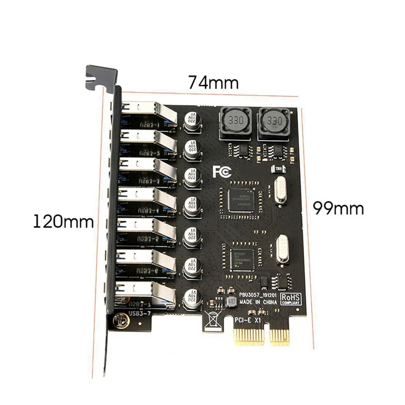 

USB 3,0 PCI Express адаптер PCI-E на 7 портов USB 3 Расширенный адаптер карта Pcie PCI-E X1 контроллер конвертер для настольного компьютера