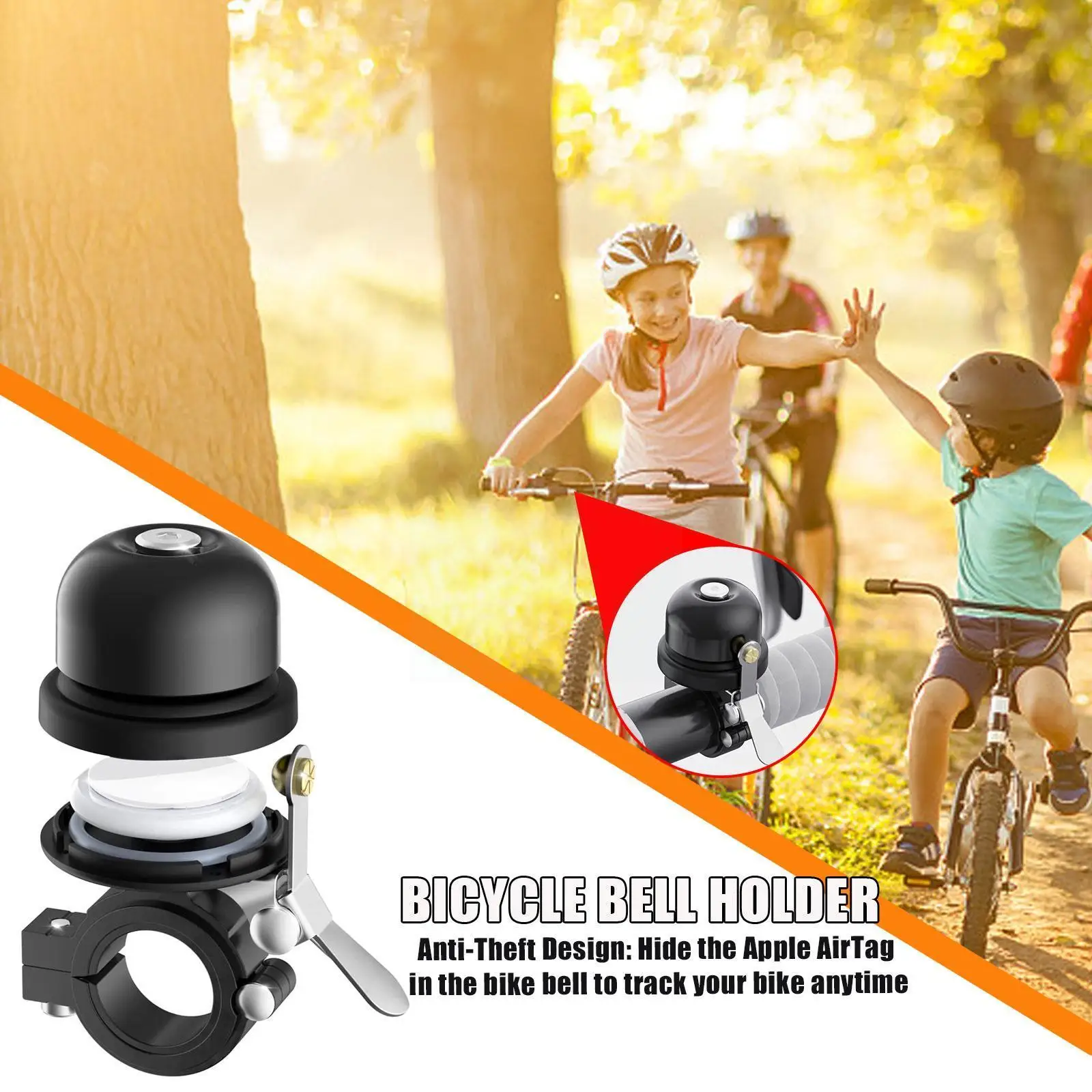 

Bicycle Bell For Apple AirTag Air Tag Hidden Anti-Theft GPS Tracker Waterproof 22-25mm Bike Handlebar Diameter Bike Bell Ho G3P4