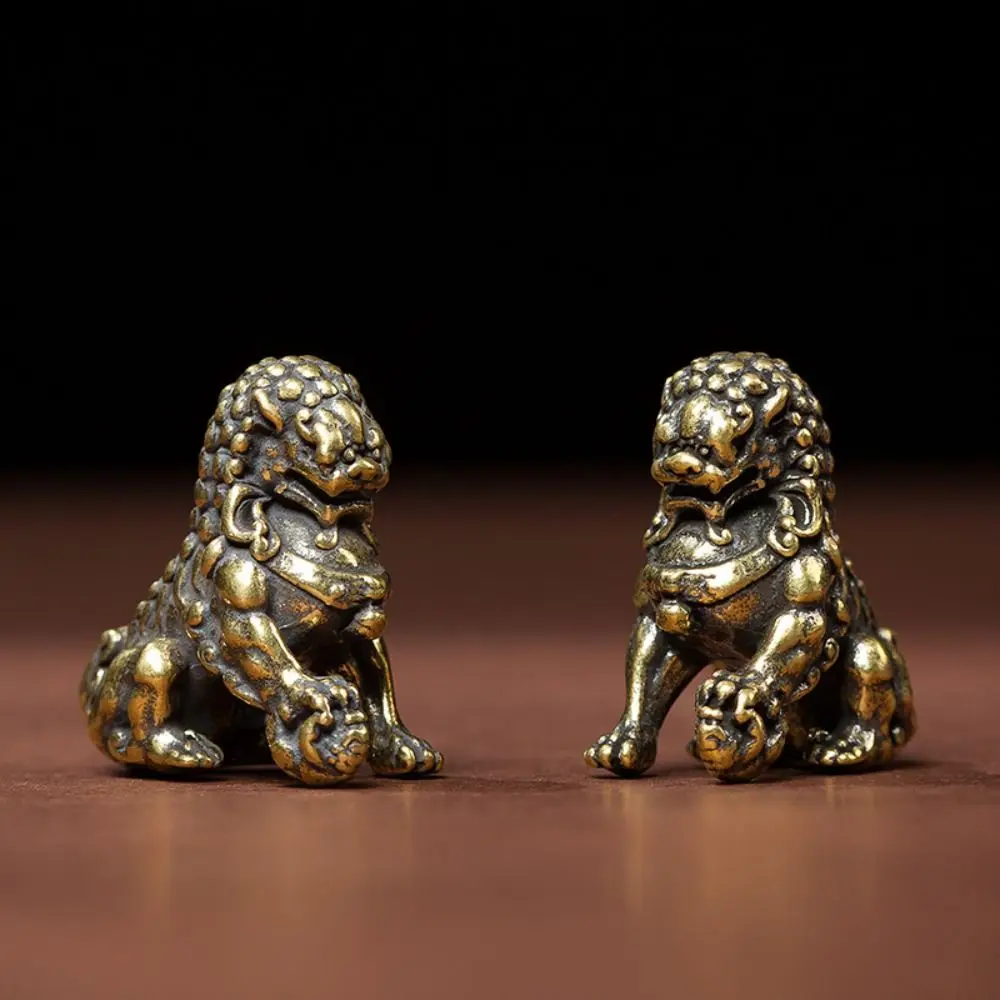 

Crafts Lion Figurines Solid Brass Handmade Brass Lion Miniatures Lightweight Lion Keychain Pendant Attracts Wealth