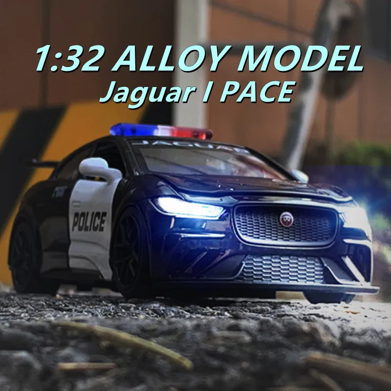 

1:32 Jaguar I PACE Racing Police Alloy Car model Diecasts & Toy Metal Police Vehicles Car Model Simulation Sound Light Kids Gift