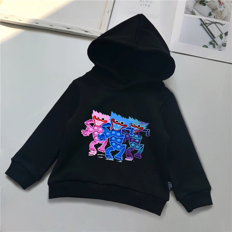

Poppy Playtime Print Hoodies Boys Girls Huggy Wuggy Sweatshirts Children Cartoon Pullovers Spring Clothes Harajuku Streetwear